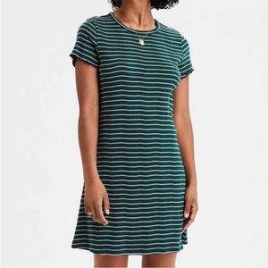 AEO Green Striped T-Shirt Swing Dress - Size XS